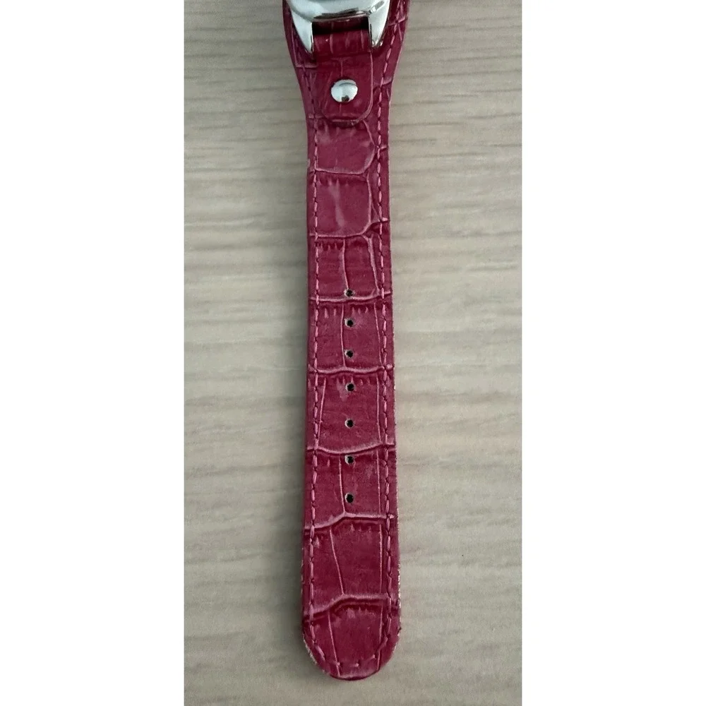 Fossil F2 Mother Pearl Leather Pink Textured Strap Women's Watch Needs Battery